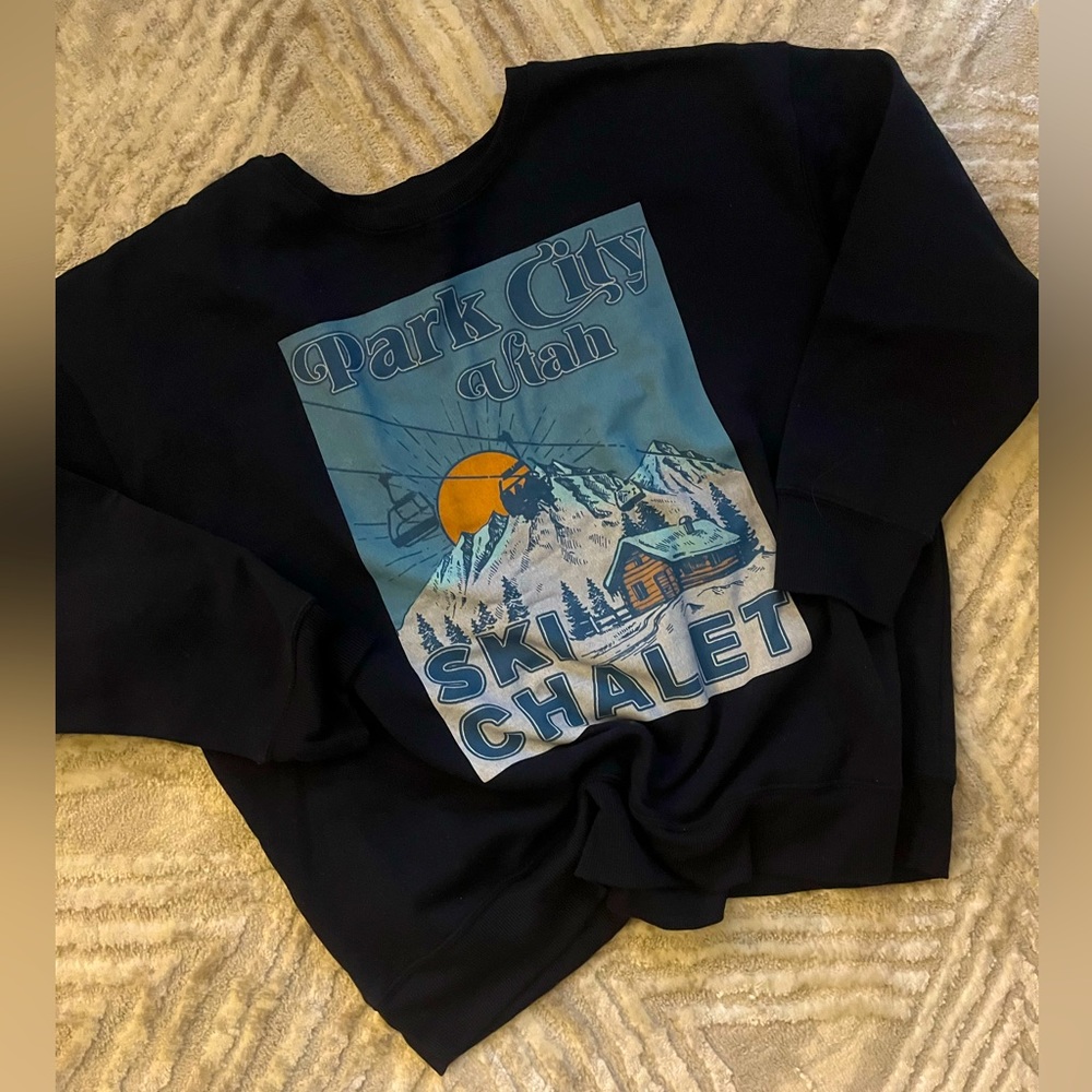 Time & True M Sweater Ski Chalet. Navy Blue NWT